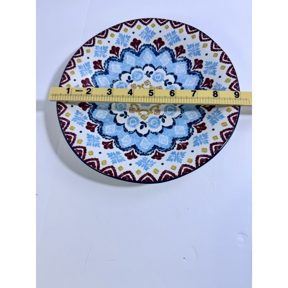 222 Fifth Tavira Blue Salad Plates Set of 4 Fine China Mandala 8.5" Decor - Picture 3 of 3